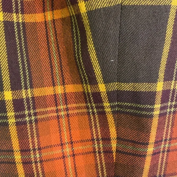 Vintage Cutti Wool Blend Plaid Pants- Brown, Orange, & Yellow Partially Lined. - Picture 7 of 16